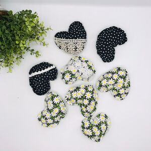 Lot of 8 Hearts Bowl Fillers Coffee Table, Island,  Black White Daisy 4.5x4 In